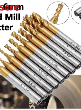 10pcs Titanium Coating Milling Cutter Set 1.5-6.0mm HSS 4 Fl