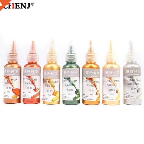 60ml Metallic Acrylic Paint Resin Pigments Gold Silver Coppe