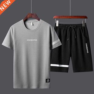 2021 Summer New Men's T-shirt + Shorts Set Breathabl