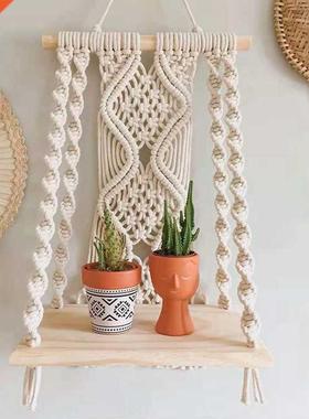 Boho Macrame Wall Hanging Shelf Handmade Woven Tassel Tapest
