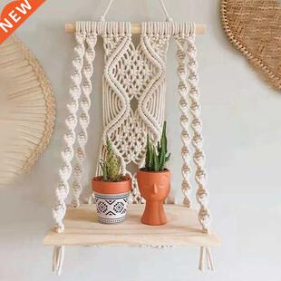 Boho Macrame Wall Hanging Shelf Handmade Woven Tassel Tapest