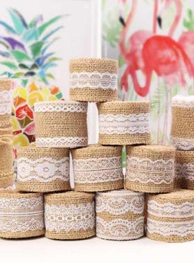 5CM*2M Jute Hessian Burlap Linen Rolls Lace Ribbon for Home