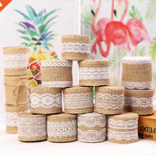 5CM*2M Jute Hessian Burlap Linen Rolls Lace Ribbon for Home
