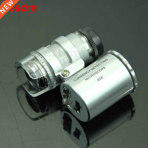 Mini 60X Magnifier Microscope UV Jeweler Loupe currency Dete
