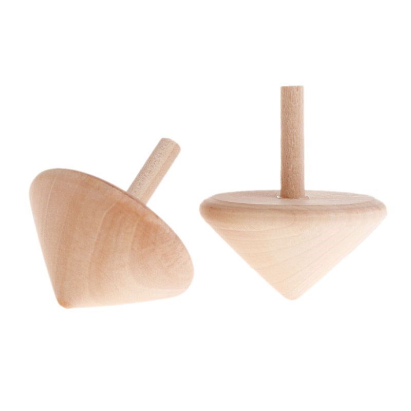 High Quality No Paint Wooden Spinning Tops DIY Gyroscope Toy