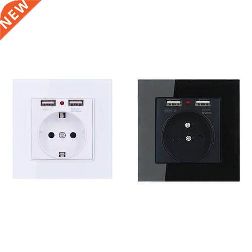 EU Standard Wall Electrical Power Socket with Dual Usb Ports