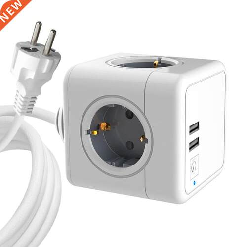 Multi-function PowerCube Power Strip EU Plug With 2USB Tpye-