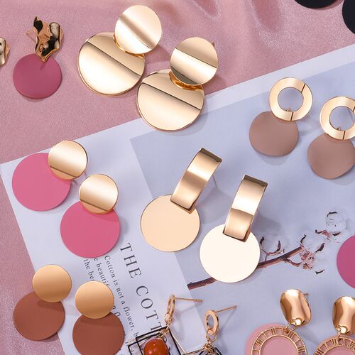 POXAM New Korean Statement Round Earrings For Women Geometri