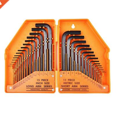 30Pcs Allen Key Hex Set Inch And Metric Size Black Oxidised