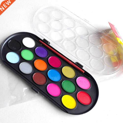 16 Colors Solid Watercolor Paints Paint Box with Paintbrush