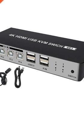 4 Port HDMI Kvm Switch Support Max 4K 30Hz Input with USB2.0