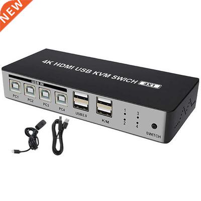 4 Port HDMI Kvm Switch Support Max 4K 30Hz Input with USB2.0