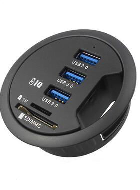 In-Desk USB Hub 3 Port USB 3.0 charger with 2 Slot,SD / Micr