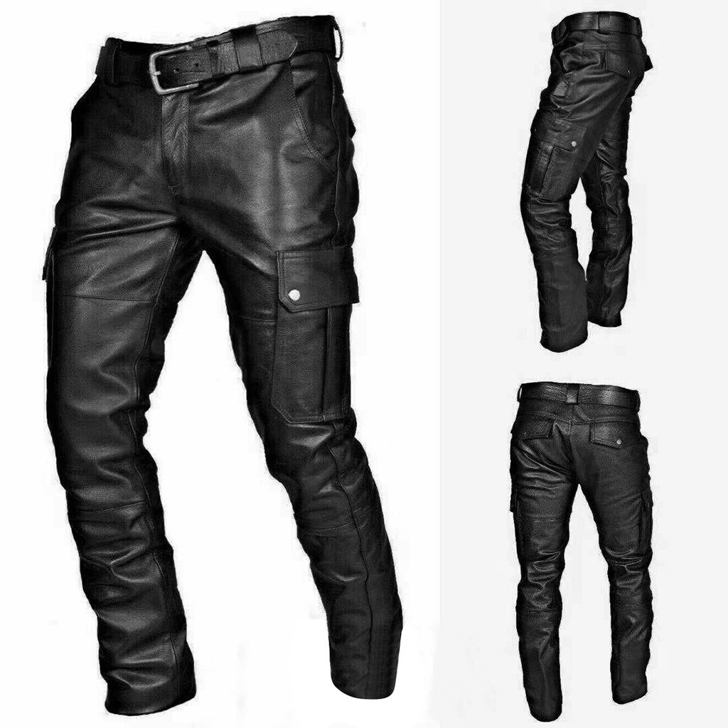 Men's Autumn Winter Punk Retro Goth Slim Casual Long Pants T