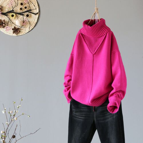 2021 Winter New Turtleneck Women Sweaters And Pullovers Soli