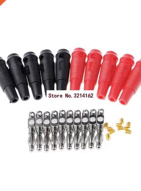 10 Pcs Red Black 4mm Solderless Side Stackable Banana Plug D