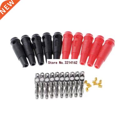 10 Pcs Red Black 4mm Solderless Side Stackable Banana Plug D