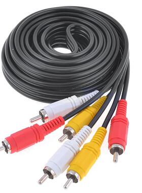 10ft Triple 3 Male RCA Composite Video DVD TV Cable Cord Bla