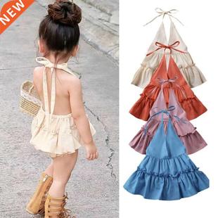 Summer Infant Baby Girl Romper Dress Clothes Ruffles Solid S