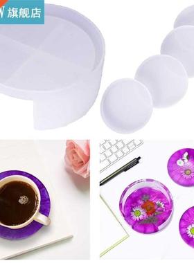 5 Pcs Coaster Epoxy Resin Mold Cup Mat Pad Silicone Mould DI