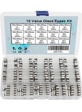 250 Pcs/set Glass Tube Fuse 15 Values Quick Blow Fuse 5*20mm