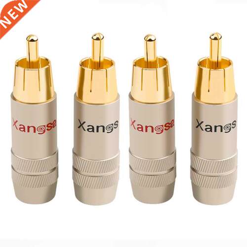 4Pcs Copper RCA Plug Gold-plated Welding HiFi Audio Adapter