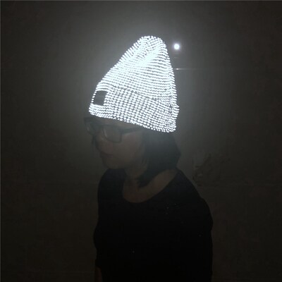 2021 New Reflective Beanie Hat Women Skullies Autumn Winter
