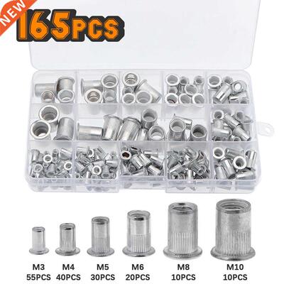 165pcs M3 M4 M5 M6 M8 M10 Mix Size Rivet Nuts Set Aluminum F
