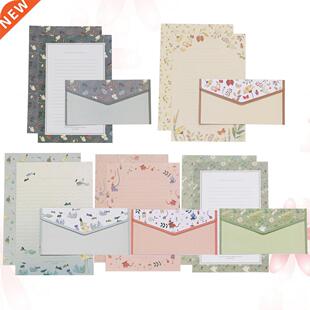 5 Sets/45pcs Flower Printing Envelope and Letter Paper Lovel