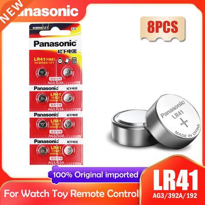 8PCS Panasonic 192 LR41 1.5V Button Cell Batteries SR41 AG