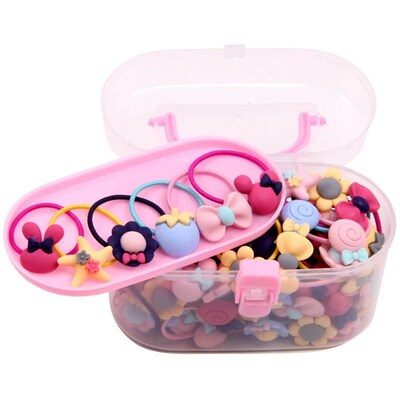 40Pcs/Lot Girls Hair Accessories Gift Box Elastic Hair Bands