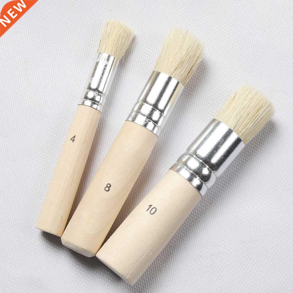 6Pcs Wooden Handle Watercolor Pantng Stencl Brush Hog Br