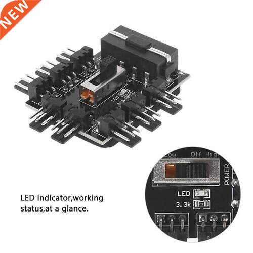 PC 1 to 8 4Pin Molex Cooler Cooling Fan Hub 3Pin Power Contr