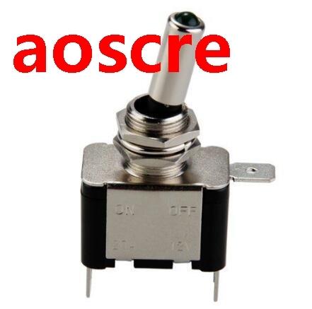 Green LED Metal 12V Car Gearshift Toggle Switch Black LW