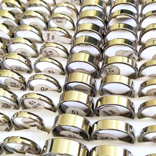 ulk lots 30pcs Classic Silver Wedding and Ring Quality 316