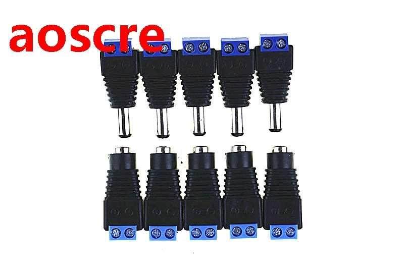 5 PAIRS 12V Blue 5pcs Female +5 pcs Male DC connector 2.1*5.