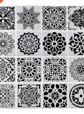 16pcs/set Mandala Stencil Drawing Template Ruler Stencils P