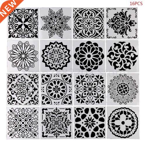 16pcs/set Mandala Stencil Drawing Template Ruler Stencils P