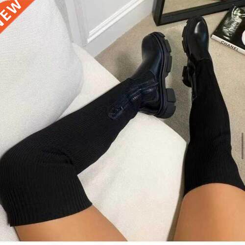 Women's Over The Knee Boots Stretch Knitted 2021 Autumn