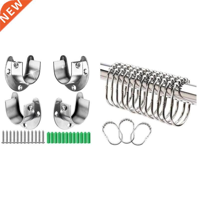 4x Heavy Duty Stainless Steel Closet Rod End Supports Closet