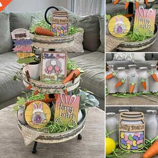 Easter Tiered Tray Decorations Farmhouse Easter Bunny Decor