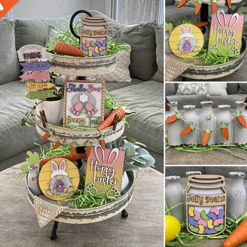 Easter Tiered Tray Decorations Farmhouse Easter Bunny Decor