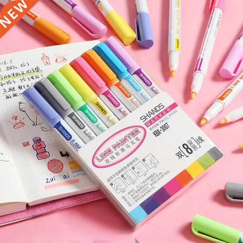 8/12 Colors Glitter Color Line Painter Pen Set Art Marker L