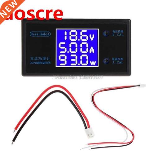 DC 0-50V 5A 250W Voltmeter Ammeter Wattmeter LCD Panel Volta