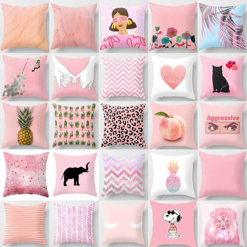 New Nordic Pink Girls Geometric Cushion Cases Cute Creative