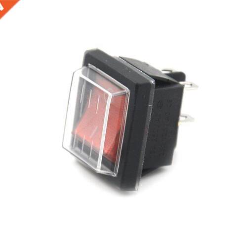 1pcs Red Button Rocker Switch With Cover 4 Plugs 16A 250V El