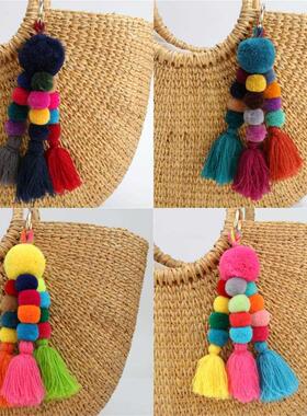 1pc Bohemian Accessories Handmade Keychain Beads Chain Pomp