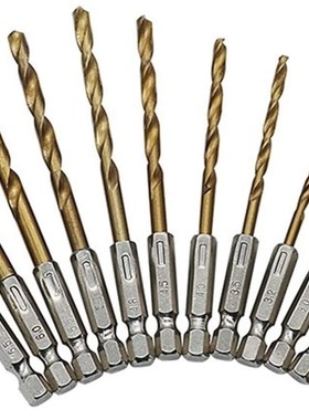 13pcs HSS Twist Drill Bits Set, 1.5-6.5 Mm Hex Shank, Titani