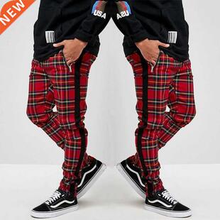 Scottish Style Plaid Sweatpants Men Set Fashion Trousers Cas