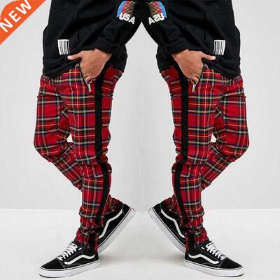 Scottish Style Plaid Sweatpants Men Set Fashion Trousers Cas